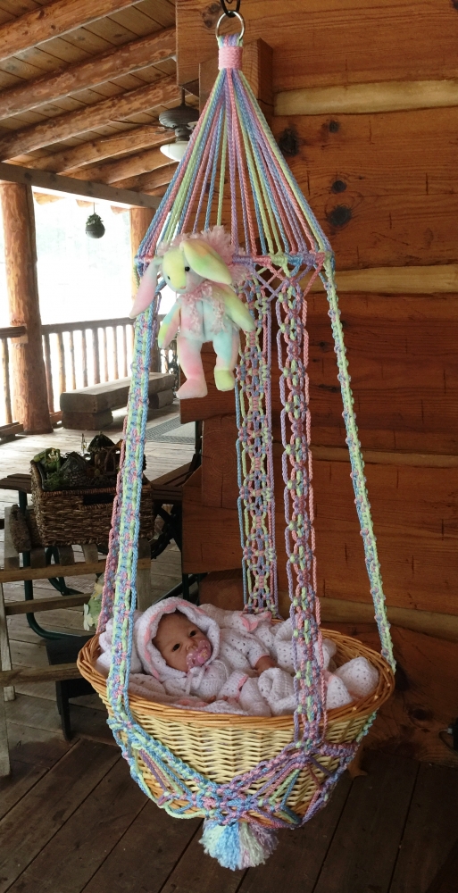 macrame baby cradle