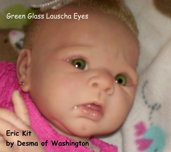 LAUSCHA GLASS HAND BLOWN DOLL EYES IN OLIVE GREEN IN A VARIETY OF SIZES 