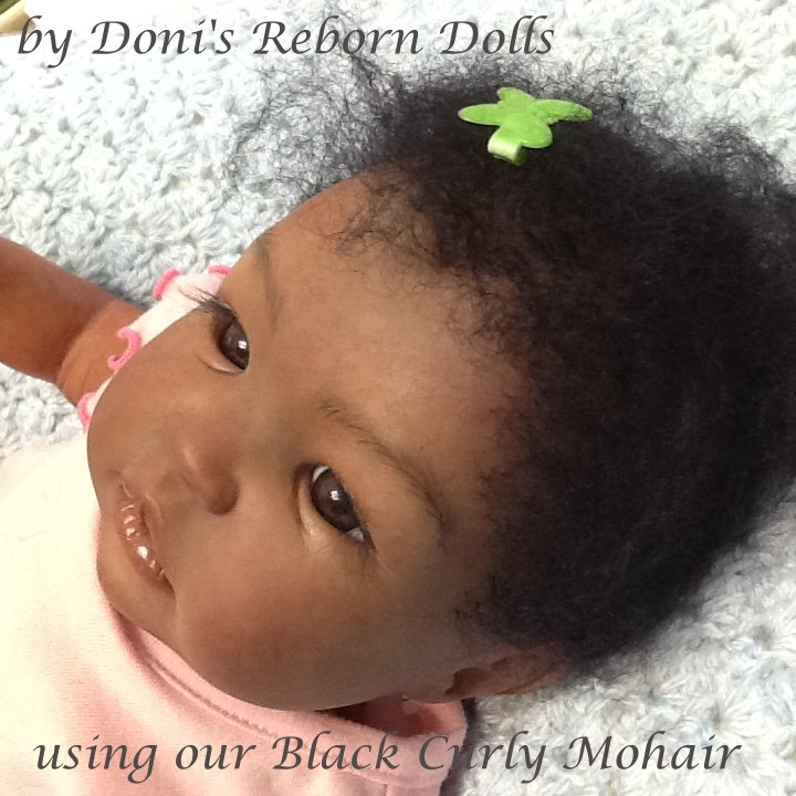 Human Hair Rooting Reborn Babies Toddler Dark Brown Afro Curly Curls NOT Mohair 